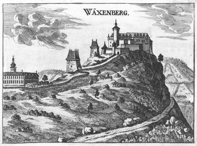 Castelo Waxenberg na Alta Áustria, desenho de M. Vischer 1674 de Georg Matthaus Vischer